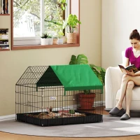 PawHut Rabbit Cage Guinea Pig Playpen Small Animal House for Kitties Puppies, w/ Water Proof Oxford Roof Floor 90 x 75 x 75 cm(m-2)