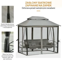 3-osobowa huśtawka z dachem Huśtawka ogrodowa Pawilon ścianki boczne funkcja odchylania(m-7)