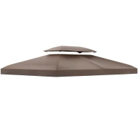 Outsunny 3x4m Gazebo Replacement Roof Canopy 2 Tier Top UV Cover Garden Patio Outdoor Sun Awning Shelters, Brown  (TOP COVER ONLY)(m-1)