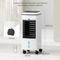 HOMCOM Climatizador 3 en 1 con Ventilador Humidificador y Enfriador 3 Velocidades Temporizador Mando a Distancia y Depósito 4L(m-3)
