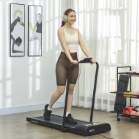 HOMCOM Foldable Walking Treadmill, with LED Display and Wheels, for Home, Office, Gym, Blue(m-8)