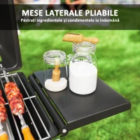 Outsunny Barbecue pe Gaz 2 Arzătoare, 2 Rafturi, Capac și Termometru Negru(m-5)