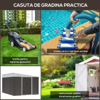 Outsunny Magazie de Grădină cu Ușă Glisantă din Oțel Zincat Gri(m-6)