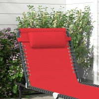 Outsunny Bain de Soleil transat Pliable Dossier inclinable Multi-Positions Acier thermoplastique Lacets élastiques Noir textilène Rouge(m-8)