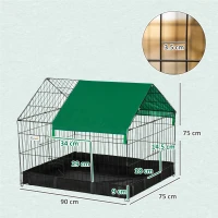 PawHut Rabbit Cage Guinea Pig Playpen Small Animal House for Kitties Puppies, w/ Water Proof Oxford Roof Floor 90 x 75 x 75 cm(m-3)
