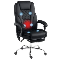 Vinsetto Massage Office Chair, Heated Reclining Computer Chair with Adjustable Height and Footrest, Black(m-10)