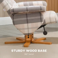 HOMCOM Linen Swivel Recliner Chair with Footstool, Wooden Base and Storage for Living Room, Multicolour(m-7)