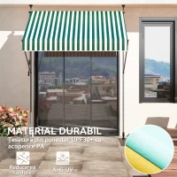 Outsunny Tenda de Soare cu Suporturi Reglabile și Manivelă, Verde și Alb(m-6)