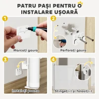 PawHut Gard Extensibil pentru Câini 0-144cm cu Blocare Automată, Alb(m-5)