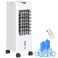 HOMCOM Climatizador 3 en1 Depósito 3,8L con Ventilador Humidificador y Enfriador 3 Velocidades Temporizador y Mando a Distancia(m-10)