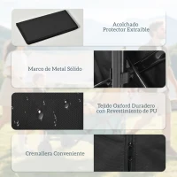 Outsunny Carro de Playa Plegable con Ruedas Delanteras Giratorias 360° y Asa Telescópica 108x55x55 cm Negro(m-5)