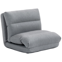 HOMCOM Fauteuil de sol canapé paresseux fauteuil convertible en lit inclinable 90° à 180° tissu - 70l x 72P x 56H cm - gris