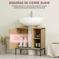 HOMCOM Mueble bajo Lavabo con Puerta y Estante Ajustable para Lavabo con Pedestal 60x30x59,5 cm Roble(m-5)