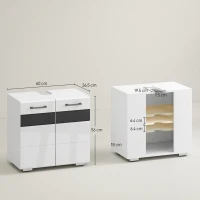 kleankin Dulap pentru Chiuveta din Baie Dulap de Depozitare pentru sub Chiuveta Usi Duble Rafturi Alb depozitare laterala toaleta acasa birou hol prosop manere dus colt baza inalta vopsit rezistent la apa(m-3)