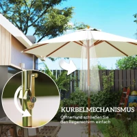 Outsunny Holz Sonnenschirm Holzschirm Gartenschirm Balkonschirm 2,5m Creme(m-4)