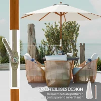 Outsunny Holz Sonnenschirm Holzschirm Gartenschirm Balkonschirm 2,5m Creme(m-6)