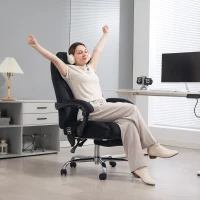 Vinsetto Massage Office Chair, Heated Reclining Computer Chair with Adjustable Height and Footrest, Black(m-9)
