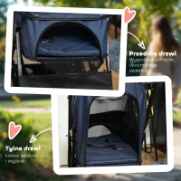 PawHut Hundebuggy składany, 1 kosz, 2 hamulce, zabezpieczenie, Niebieski(m-6)