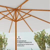 Outsunny Ombrellone da Giardino 2.7x2.5 m con Palo Centrale in Legno, Impermeabile e anti UV, Beige(m-7)