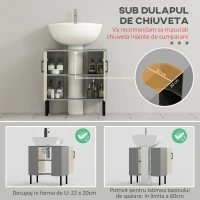 kleankin Dulap sub Chiuvetă, Dulap de Depozitare pentru Chiuvetă cu Uși Duble și Raft, 60x30x60 cm, Lemn Natural(m-4)