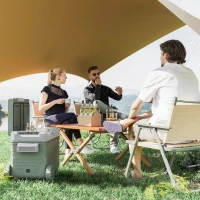 Outsunny Frigorifero da Campeggio da 33 L, Frigo da Viaggio, Frigo Portatile con 2 Scomparti e Ruote, Plastica, Verde(m-2)