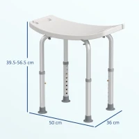 HOMCOM Height Adjustable Bath Stool, Aluminium Shower Stool with Non-Slip Pads for Elderly, Disabled, Seniors, Pregnant, White(m-3)