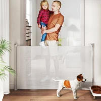 PawHut Gard Extensibil pentru Câini 0-144cm cu Blocare Automată, Alb(m-2)