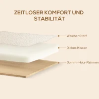 HOMCOM Fotoliu de Living din Material Sherpa și Lemn Stil Nordic, Crem(m-6)