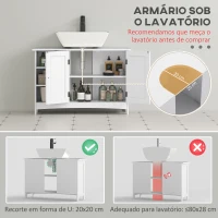 kleankin Móvel para Lavatório Pousar de Madeira com 1 Armário 3 Prateleiras Abertas e Prateleira Ajustável 90x30x60 cm Branco(m-4)