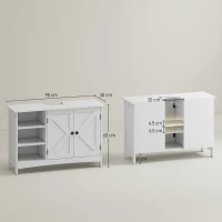 kleankin Dulap Rustic Alb pentru Sub Chiuveta – 2 Usi si Rafturi(m-3)