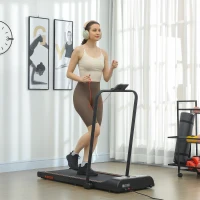 HOMCOM Foldable Walking Treadmill, with LED Display and Wheels, for Home, Office, Fitness Studio, Orange(m-9)