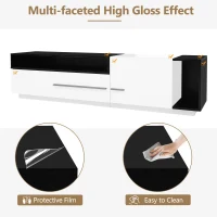 TV Unit with Storage, Waterproof and Scratch- resistant Surface, Up 70in TV Size - White+Black(m-6)