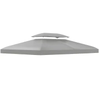 Outsunny Toldo de Substituição 4x3m para Pérgola de Jardim 2 Níveis Respirável com 10 Orifícios de Drenagem Cinza Claro(m-1)