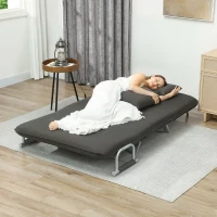 HOMCOM Two-Seater Click-Clack Sofa Bed - Charcoal Grey(m-8)