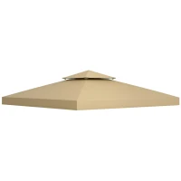 Outsunny Toit de Remplacement pour pavillon de Jardin Toile de Rechange pour pavillon tonnelle Tente 3 x 3 m Beige(m-1)