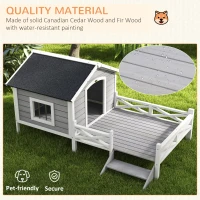 PawHut Small/Medium Dog House with Porch, Grey(m-4)