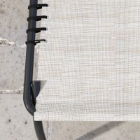 Outsunny Tumbona Plegable y Ajustable de 4 Posiciones Silla Reclinable de Jardín con Sistema de Cordones para Exterior Marco Acero 189x58x30 cm Crema(m-9)