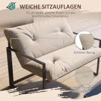 Outsunny Gartenmöbel-Set, 1 Glastisch, 2 Sessel. 1 Sofa, wetterbeständig,114 cm x 70 cm x 67 cm, Grau+Beige(m-4)