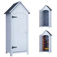 Outsunny Abri de jardin en bois cabane de jardin exterieur armoire de jardin avec toit bitumé 3 étagères porte avec loquet rangement et stockage extérieurs pour terrasse 77,5 x 54,2 x 179,5 cm blanc(m-1)