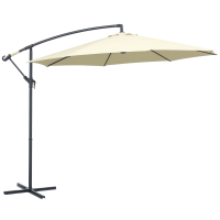 Outsunny Parasol Déporté 3m Inclinable Crème
