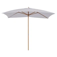 Outsunny Chapéu de Sol de Jardim com Sistema de Poleia Teto Ventilado e Mastro de Madeira para Exterior 2,95x2x2,55m Branco(m-10)
