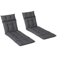 Outsunny Set of Two 190 x 56cm Sun Lounger Cushions - Dark Grey(m-10)