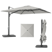Outsunny Ombrellone a Sbalzo con Manovella e Base a Croce, in Poliestere, Alluminio e Metallo, 365x297x256 cm, Grigio Chiaro
