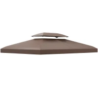 Outsunny 3x4m Gazebo Replacement Roof Canopy 2 Tier Top UV Cover Garden Patio Outdoor Sun Awning Shelters, Brown  (TOP COVER ONLY)(m-10)