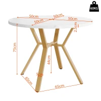 Round Dining Table with X-Shaped Metal Bracket, Marble Texture, Coffee Table for Various Interior Styles, 100L x 100W x 75H cm, Gold+White(m-3)