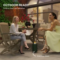 Outsunny Smokeless Fire Pit, 16 x 16 cm Stainless Steel Portable Wood Burning Firepit with Poker, Wood or Pellet Fuelled Tabletop Fire Pit for Garden Camping Bonfire Party, Green(m-7)