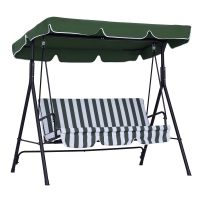 Outsunny Dondolo da Giardino a 3 Posti con Tettuccio Inclinabile e Cuscini, 172x110x153 cm, Verde