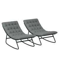 Outsunny Lot de 2 fauteuils à bascule extérieur avec coussins épais, siège tissu textilène respirant et cadre en acier, gris(m-10)