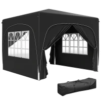 Outsunny 3 x 3m Pop-Up Gazebo Shelter, with Accessories - Black(m-1)