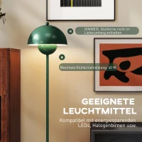 HOMCOM Vloerlamp, Ronde Kap, Voetenschakelaar, Lange Kabel, Elegante Uiterlijk, Staal, Groen(m-7)